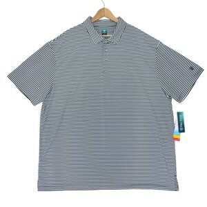 Pro Tour Polo Shirt Mens Size 3X Blue White Striped Coolplay Golf Short Sleeve